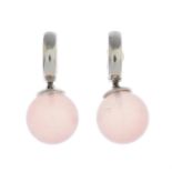 A pair of rose quartz earrings.Estimated diameter of rose quartz 12.2mms.
