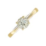 An 18ct gold brilliant-cut diamond single-stone ring.Diamond weight 0.55ct,