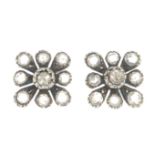 A pair of diamond earrings.Length 1.2cms.