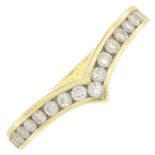 An 18ct gold diamond chevron band ring.Estimated total diamond weight 0.35ct.Hallmarks for