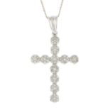 An 18ct gold diamond cross pendant,