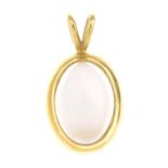 An 18ct gold moonstone single-stone pendant.Moonstone calculated weight 6.52cts,