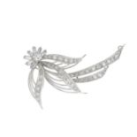 An 18ct gold diamond stylised foliate brooch.