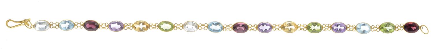 A multi-gem bracelet to include peridot, - Image 2 of 3