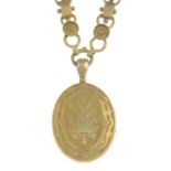 A late Victorian 18ct gold locket and 15ct gold collar.