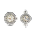 Two early 20th century platinum diamond cocktail watch heads.