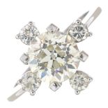 A diamond cluster ring.Estimated principal diamond weight 1.90cts,