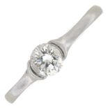 A platinum diamond single-stone ring.Estimated diamond weight 0.40ct, J-K colour, SI2-P1 clarity.