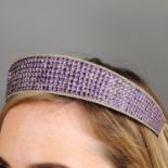 A late 19th century silver and gold, amethyst and paste Kokoshnik tiara.Inner diameter 16.2cms.