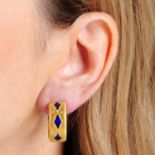 A pair of blue enamel ear hoops, by Buccellati.Diameter 2.1cms.