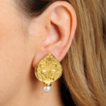 A pair of 18ct gold cultured pearl 'Zodiac Shiraz' Pisces earrings,