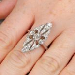 An old-cut diamond openwork dress ring.Estimated total diamond weight 1ct,