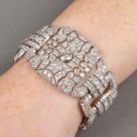 An Art Deco platinum circular-cut diamond bracelet,