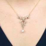 An old-cut diamond articulated floral pendant,