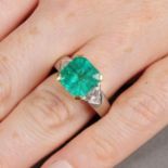 A Colombian emerald single-stone ring,