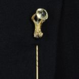 A late Victorian 18ct gold Sri Lankan yellow sapphire stickpin,