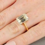 An 18ct gold rectangular-shape diamond single-stone ring.