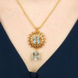 A set of aquamarine and sapphire cabochon jewellery,
