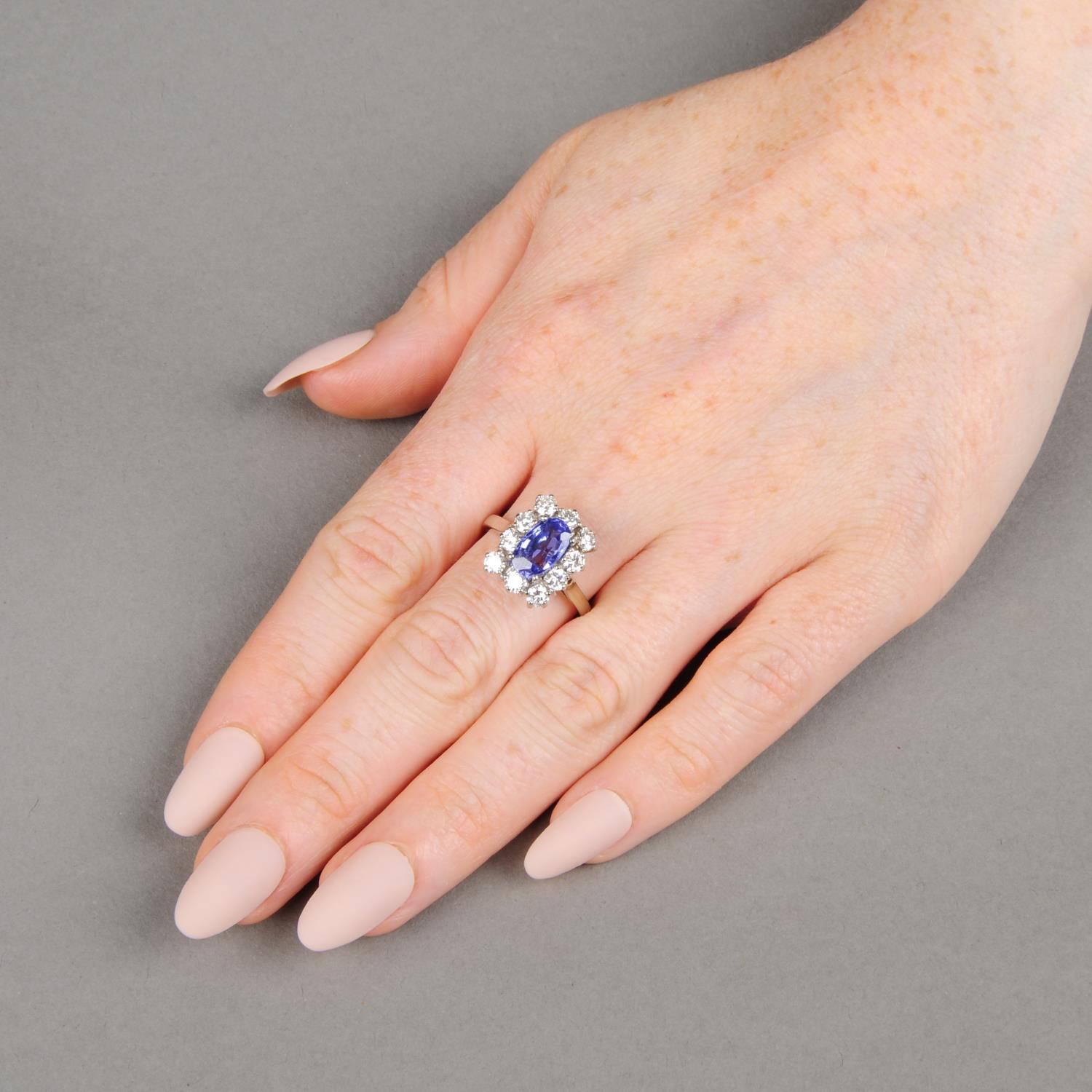 A sapphire and diamond cluster ring. - Image 3 of 6