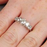 A graduated old-cut diamond five-stone ring.Estimated total diamond weight 1.15cts,