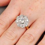 An 18ct gold old-cut diamond cluster ring.