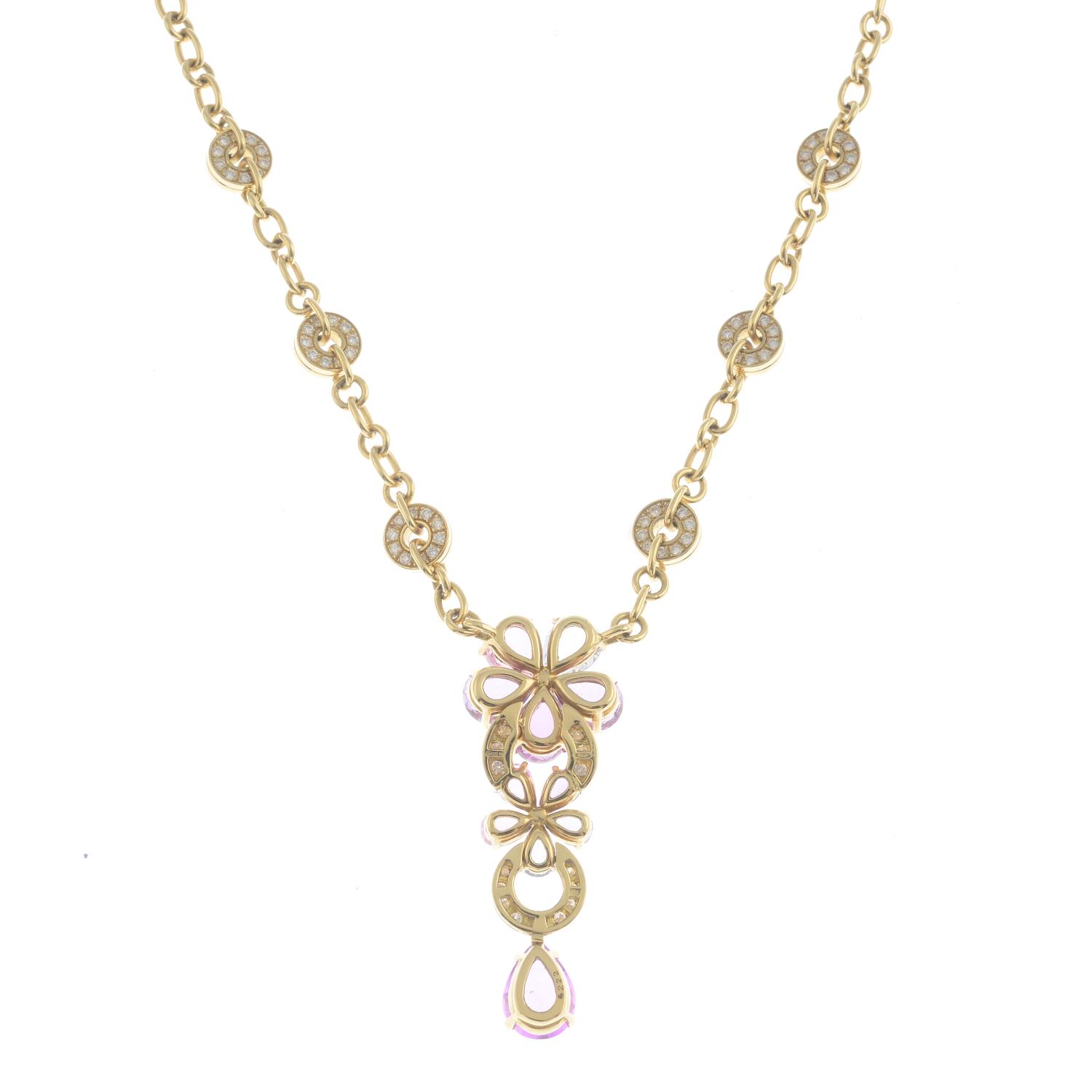 A limited edition diamond and vari-hue 'Sapphire Flower' necklace, - Image 4 of 5