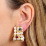 A pair of cultured pearl three-row earrings,