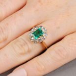 A Colombian emerald and old-cut diamond cluster ring.With report 78161-10,