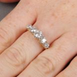 A graduated brilliant-cut diamond five-stone ring.Estimated total diamond weight 1.20cts,