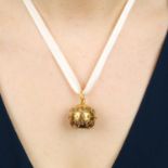 A late 19th century 18ct gold spherical watch pendant,