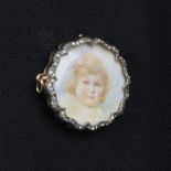 An early 20th century silver and 18ct gold portrait miniature brooch,