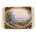 A Swiss gold and enamel snuff box,