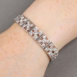 A mid 20th century diamond floral panel bracelet.