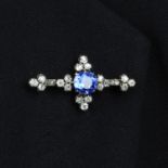 An early 20th century sapphire and old-cut diamond brooch.