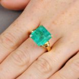 A Colombian emerald single-stone ring.