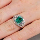 A Colombian emerald and vari-cut diamond dress ring.With report 78159-72,