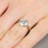 A brilliant-cut diamond single-stone ring.Estimated diamond weight 2.15cts,