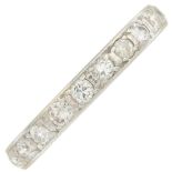 A mid 20th century platinum diamond ring.Estimated total diamond weight 1ct.