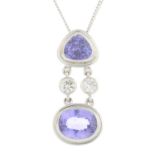 A tanzanite and diamond pendant,