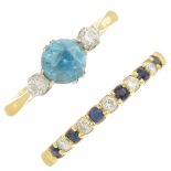 An 18ct gold sapphire and diamond dress ring,