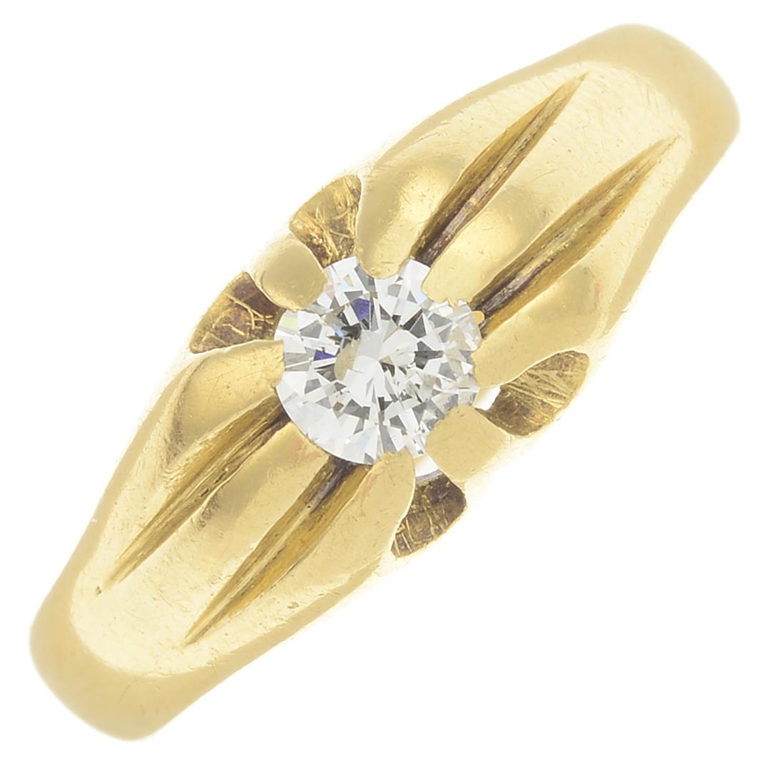 An 18ct gold brilliant-cut diamond ring.Estimated diamond weight 0.35ct,