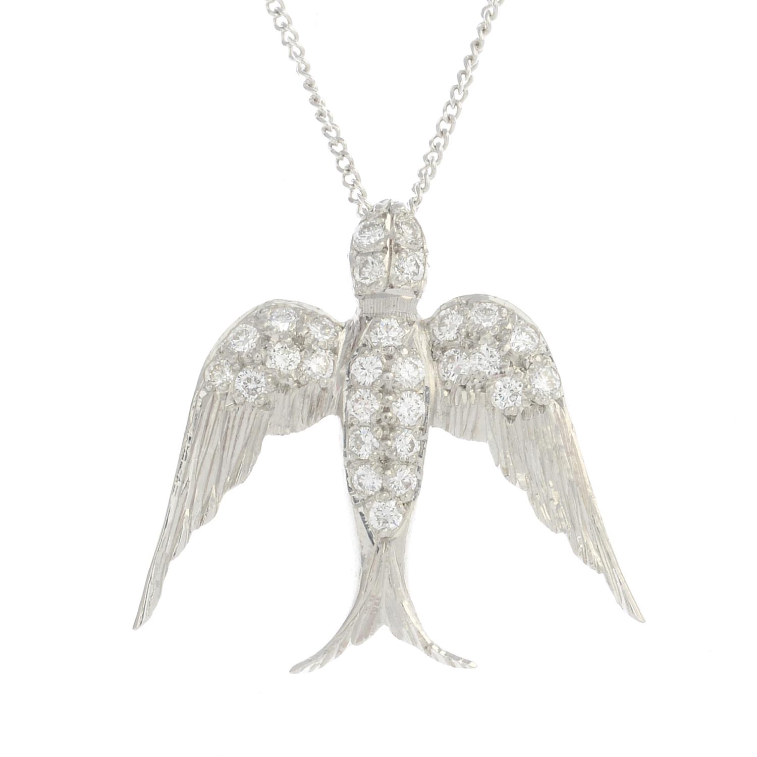 A diamond swift pendant,