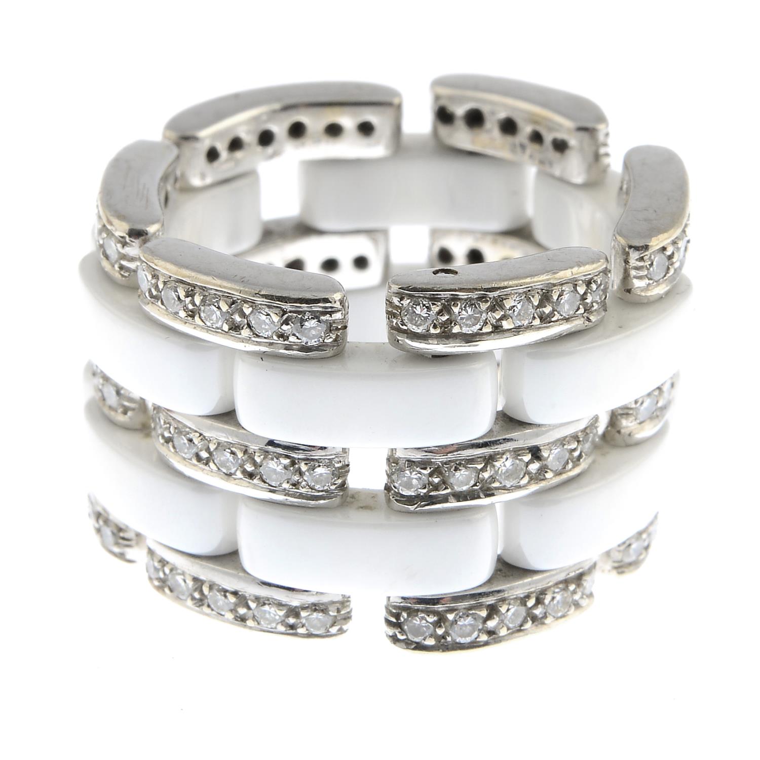 Three diamond and ceramic rings and a ceramic bracelet.Estimated total diamond weight 2.50 to - Image 3 of 3