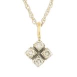 A diamond pendant, suspended from a fancy-link chain.Estimated total diamond weight 0.30ct.