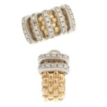 An 18ct gold diamond ring and an 18ct gold diamond earring, by Fope.
