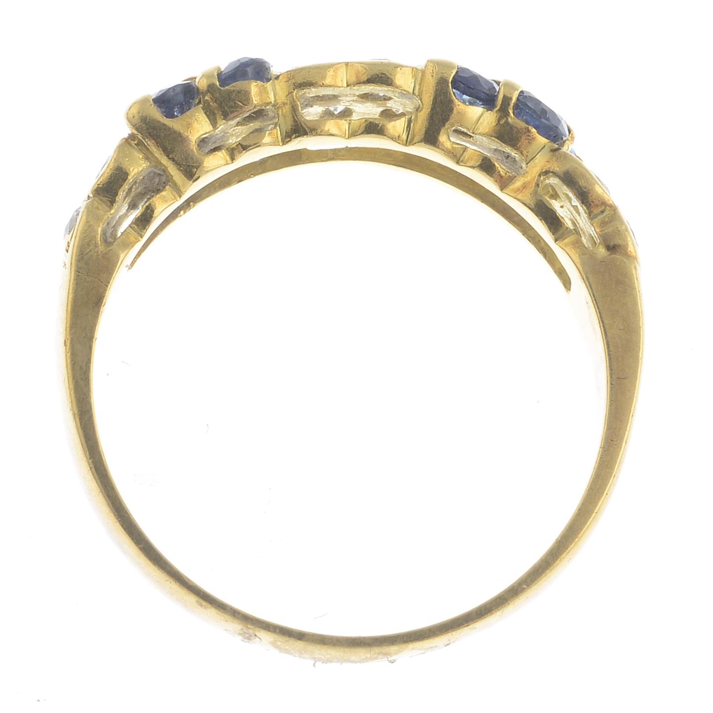 An 18ct gold sapphire and diamond dress ring.Estimated total diamond weight 0.25ct.Hallmarks for - Image 3 of 3