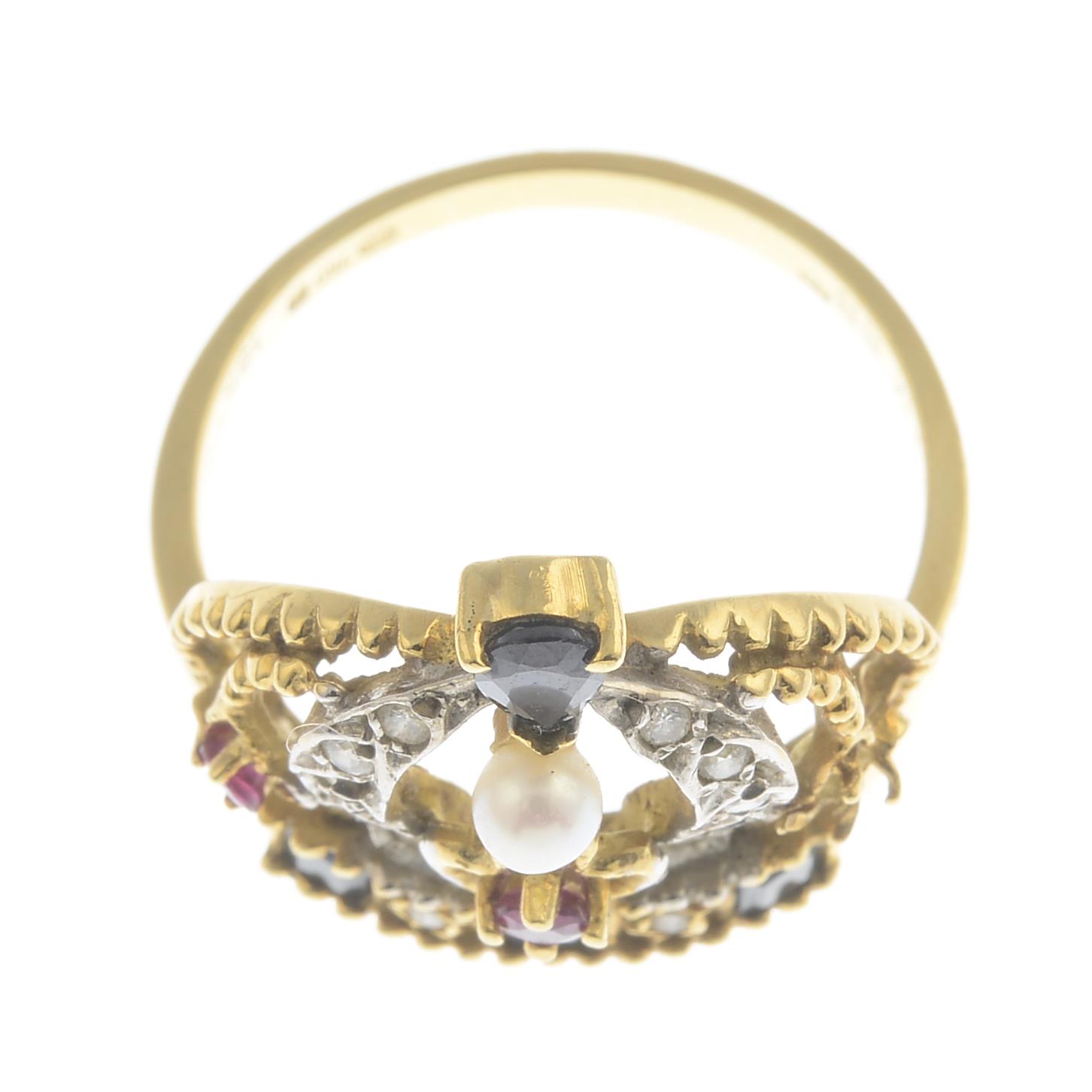 An 18ct gold diamond and gem-set crown ring, - Image 3 of 3