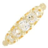An Edwardian 18ct gold graduated diamond five-stone ring.Estimated total diamond weight 0.60ct,