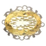 A late Victorian Scottish silver citrine provincial plaid brooch,