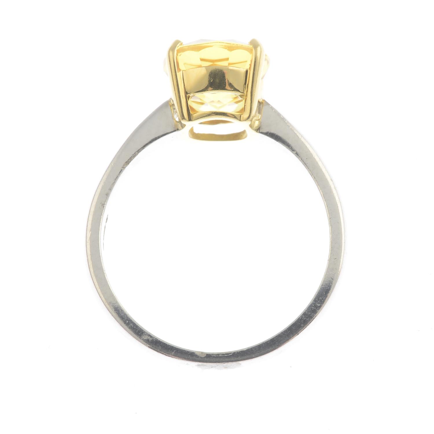 An 18ct gold yellow sapphire single-stone ring.Sapphire calculated weight 3.35cts, - Image 3 of 3